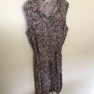 Collared Floral Dress With Tie Around Waist